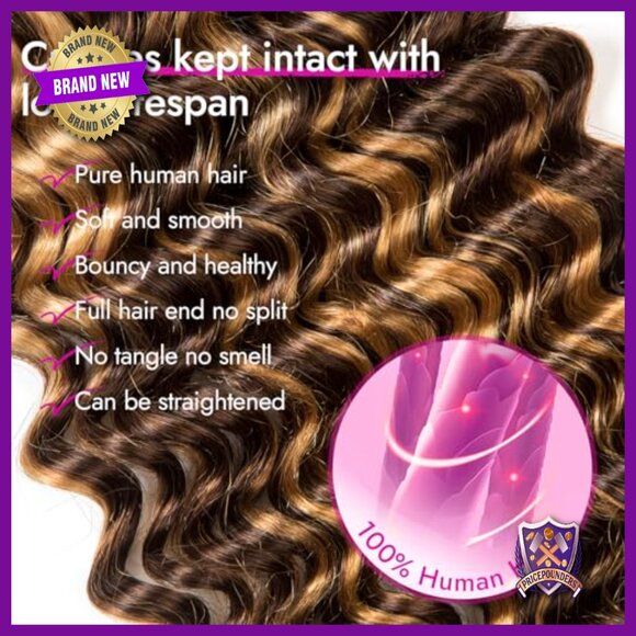 Deep Wave Human Hair Braiding Extensions 16 Inch 50g 2 Bundles main image 5